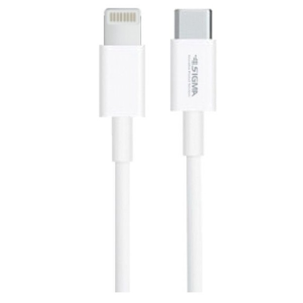 כבל PD טעינה מהירה 1.2 מ&#039; Type-C to to Iphone לבן SIGMA