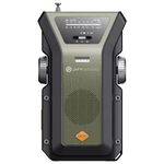 רדיו AM/FM נייד עם פנס טעינה סולארית וידנית סוללה נטענת ו SOS דגם Pure acoustics RD-37 ירוק