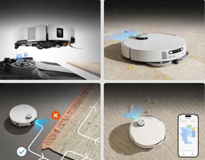 השואב הרובוטי האולטימטיבי לכל סוגי המשטחים מברשת HyperStream מהפכנית עם זיפי גומי TPU ומבנה ספירלי שמטפלת בכל האתגרים: מנקה ביסודיות רצפות קשות וחריצים, חודרת לעומק שטיחים תוך שמירה על הסיבים.