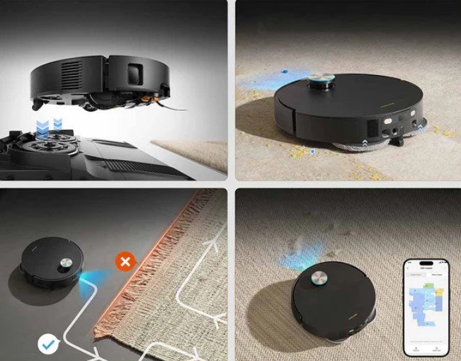 השואב הרובוטי האולטימטיבי לכל סוגי המשטחים מברשת HyperStream מהפכנית עם זיפי גומי TPU ומבנה ספירלי שמטפלת בכל האתגרים: מנקה ביסודיות רצפות קשות וחריצים, חודרת לעומק שטיחים תוך שמירה על הסיבים.