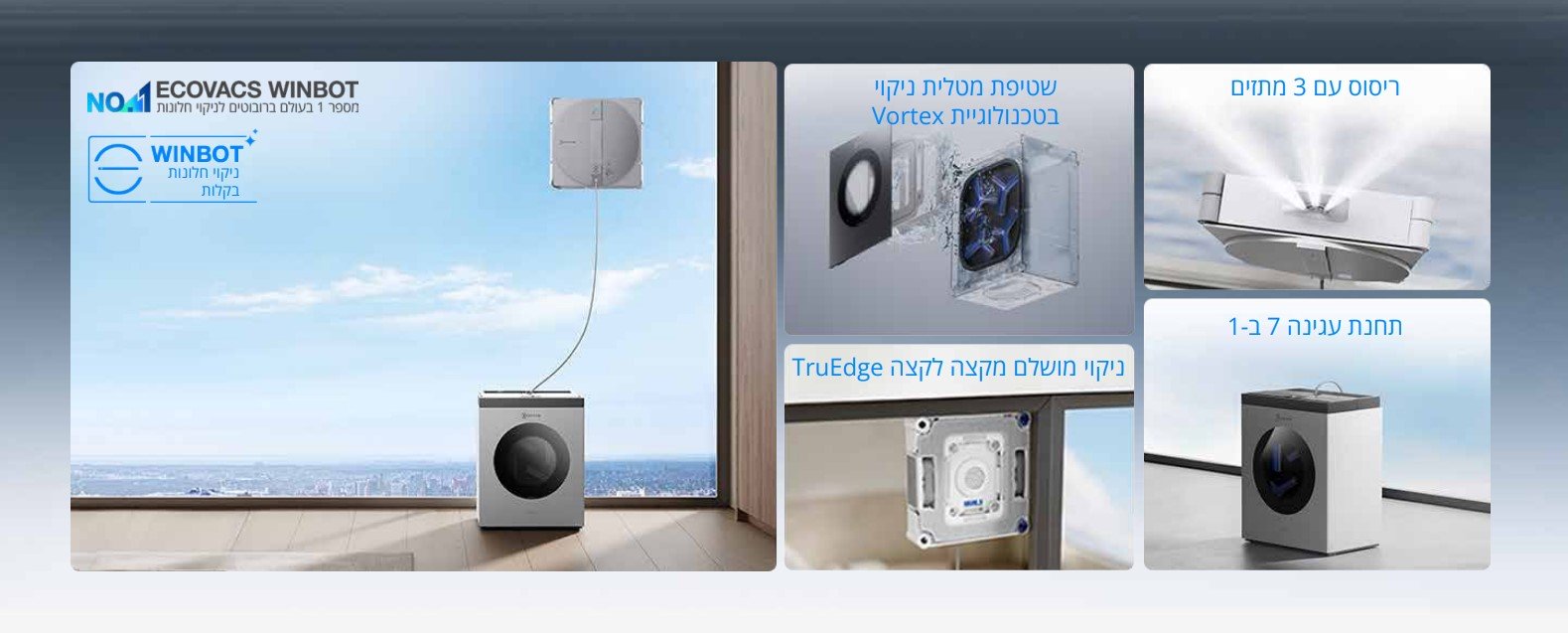 מנקה חלונות עם תחנה ניידת דגם ECOVACS WINBOT W3 OMNI אקווקס